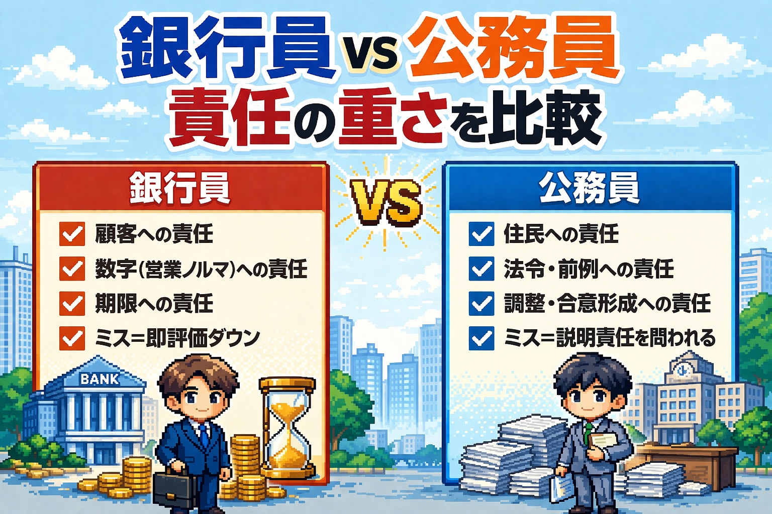 銀行員と公務員の構造の違い