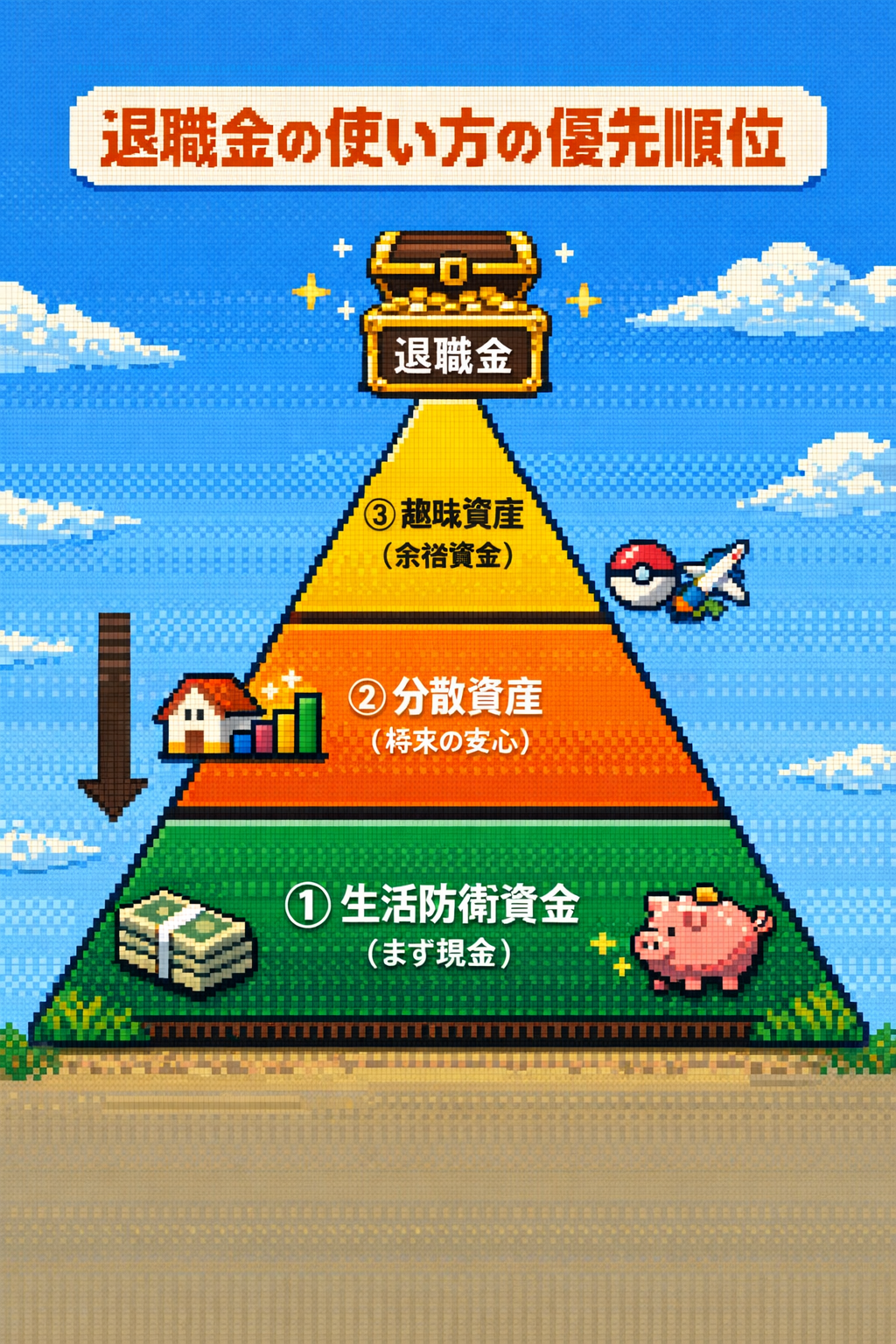 退職金の使い方の優先順位ピラミッド図解